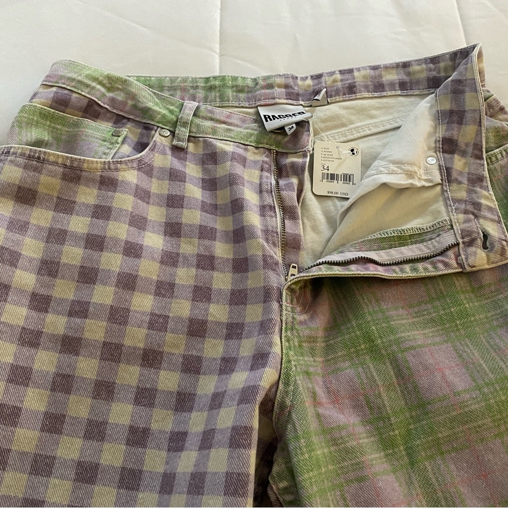 Free People Lavender and Green Plaid Jeans - Picture 4 of 4